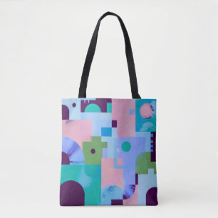 Bolsa de mano floral tropical de verano – Azul y r