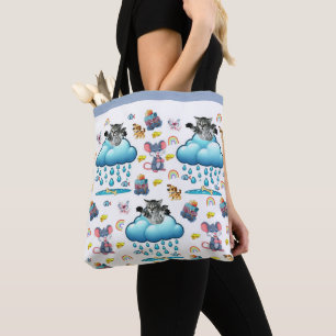 Bolsa de mano, gato perro ratones arcoíris pez