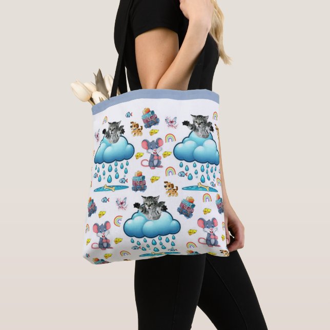 Bolsa de mano, gato perro ratones arcoíris pez (Detalle)