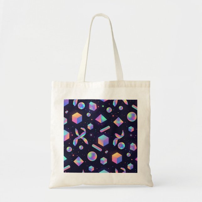 Bolsa de mano geométrica holográfica 3D estética (Frente)