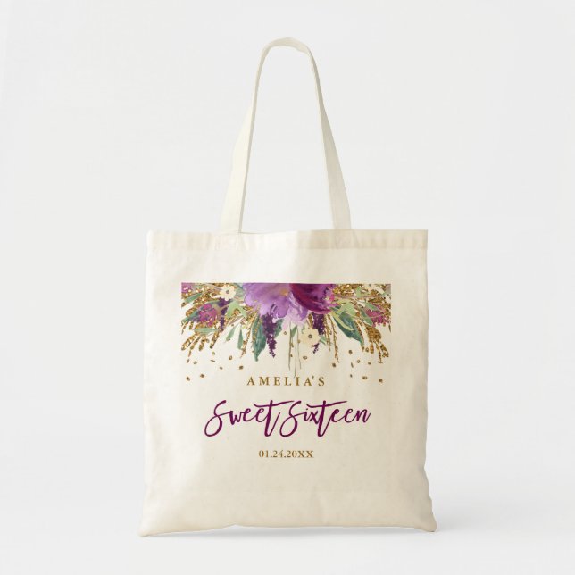 Bolsa de mano Glitter Sparkling Amethyst Sweet 16 (Frente)