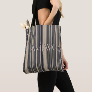 Bolsa de mano HAMbyWG - Rayas azules y beige