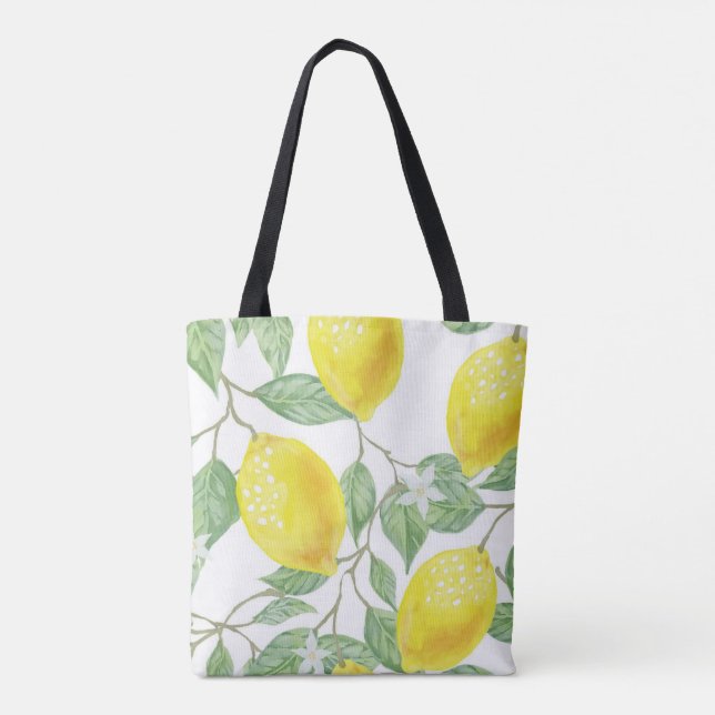 Bolsa de mano, limones amarillos felices (Reverso)