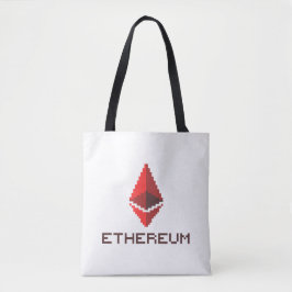 Bolsa de mano | Logo Rojo Ethereum ETH de 8 bits