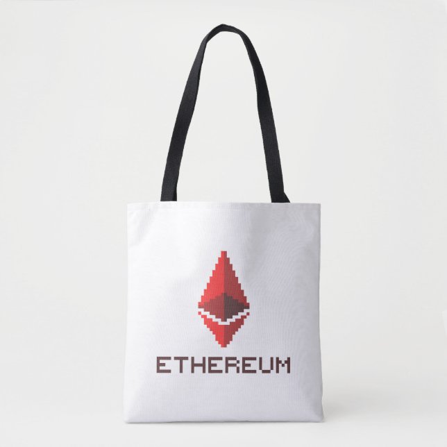 Bolsa de mano | Logo Rojo Ethereum ETH de 8 bits (Anverso)