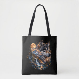 Bolsa de mano Majestuoso Lobo Luna Llena Wildernes