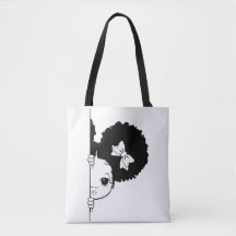 Bolsa de mano minimalista de niña afro adorable as