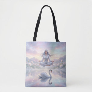 Bolsa de mano Mujer meditando serena y cisne Fanta