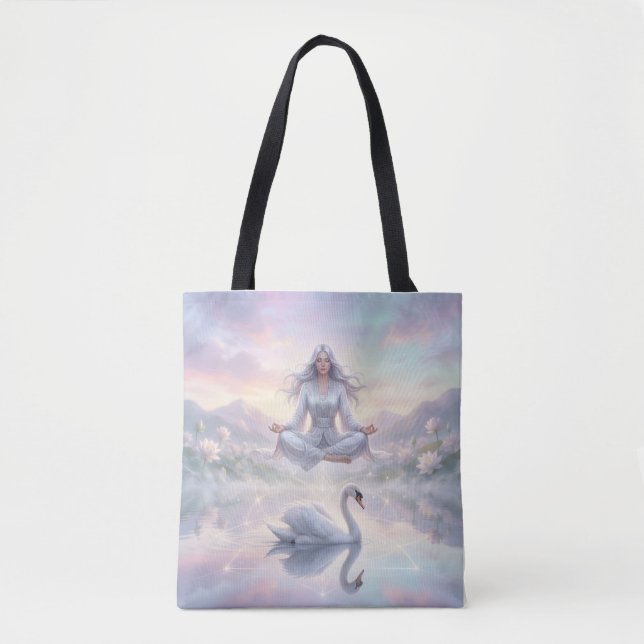 Bolsa de mano Mujer meditando serena y cisne Fanta (Anverso)
