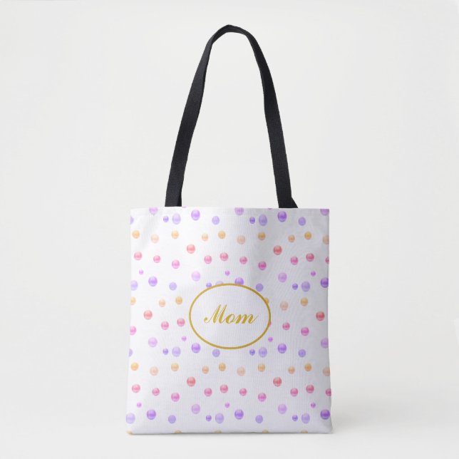 Bolsa de mano multicolor de lunares para mamá (Anverso)