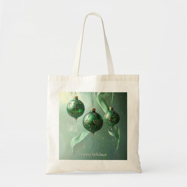 Bolsa de mano navideña Bola de Navidad Verde (Frente)