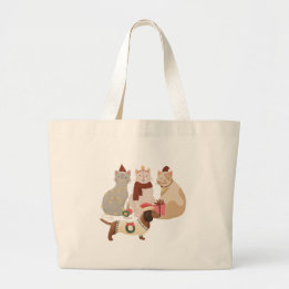 Bolsa de mano navideña de gatos lindos y dachshund