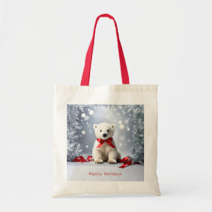 Bolsa de mano navideña de oso polar