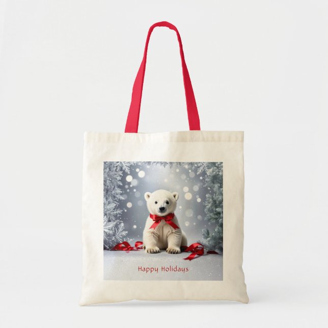 Bolsa de mano navideña de oso polar (Frente)