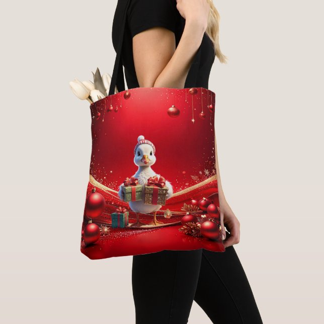 Bolsa de mano navideña de pato lindo (Detalle)