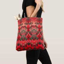 Bolsa de mano navideña de poinsettias y bayas roja