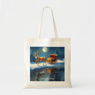 Bolsa de mano navideña de trineo de renos