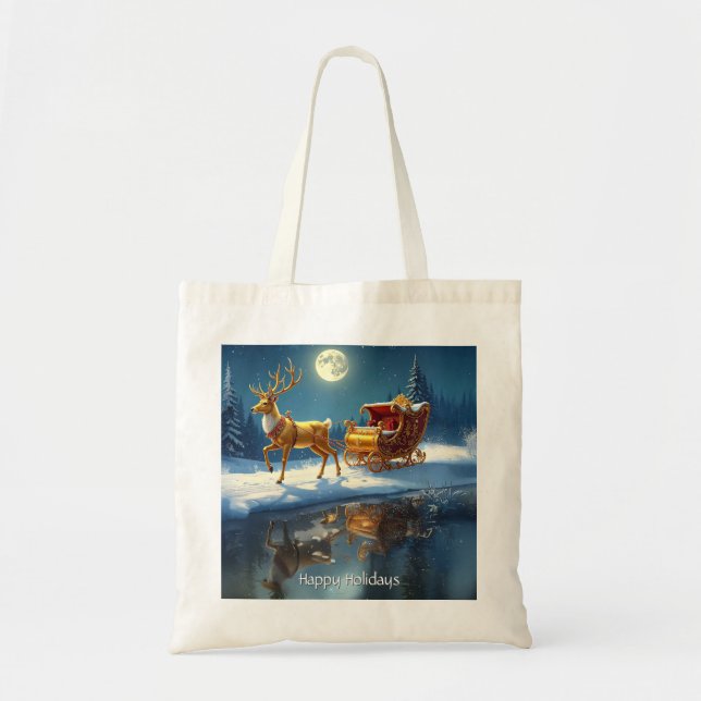 Bolsa de mano navideña de trineo de renos (Frente)