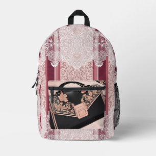 Bolsa de mano negra Chic Glam y arte de IA vintage