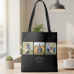 Bolsa de mano negra con guión establecido de mamá