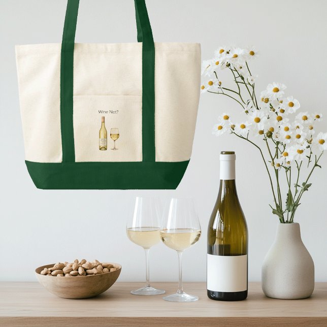 Bolsa de mano para amante del vino blanco con dich (Wine lover tote bag)