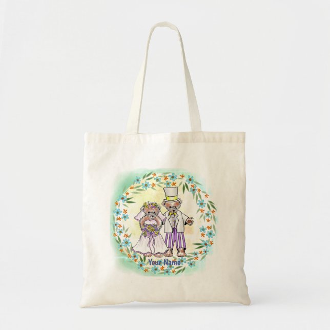 Bolsa de mano para boda de novia y novio osos (Frente)