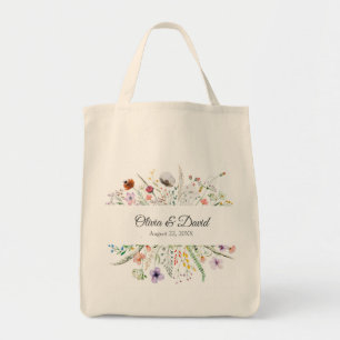 Bolsa de mano para boda de pradera de flores silve
