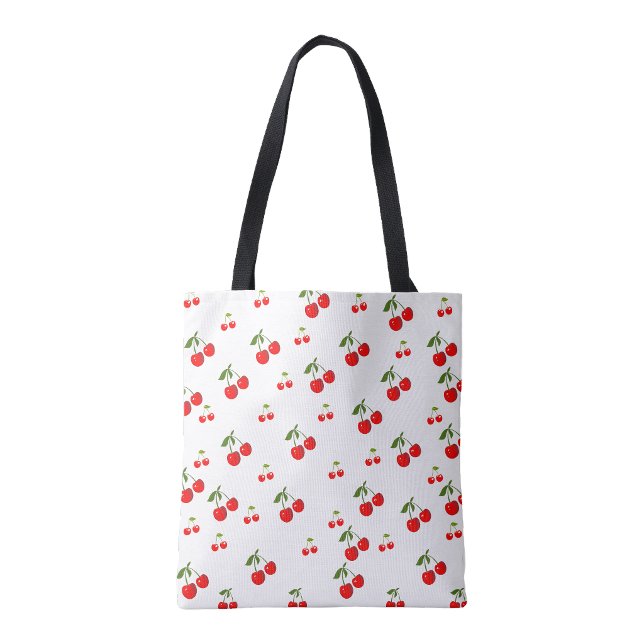 Bolsa de mano para compras con estampado de cereza (Cherry print shopping Book Tote Bag)