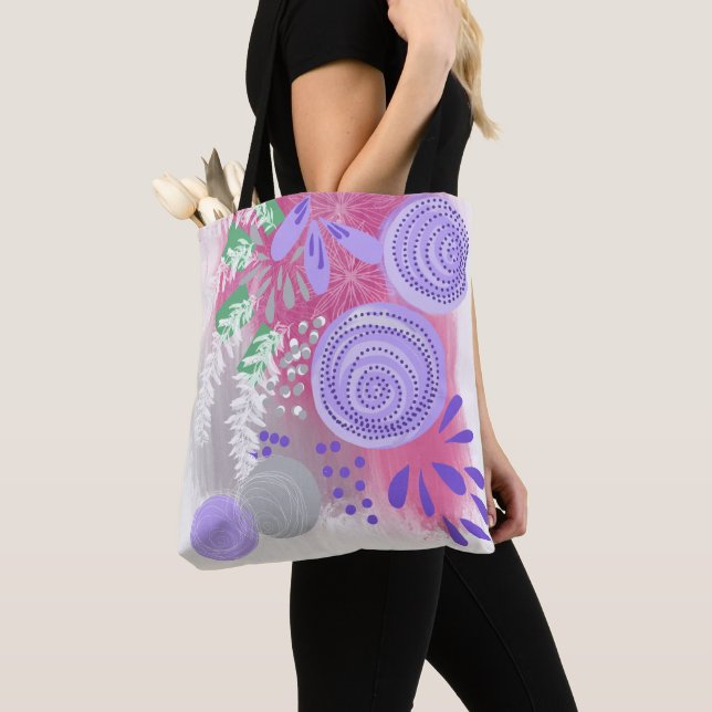 Bolsa de mano para compras de arte floral abstract (Detalle)