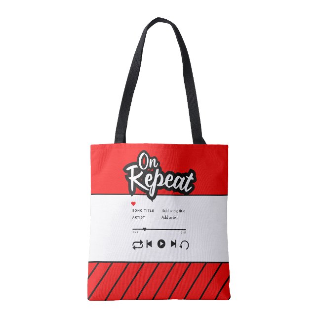 Bolsa de mano para compras de la canción favorita  (On Repeat Favorite Song shopping Book Tote Bag )