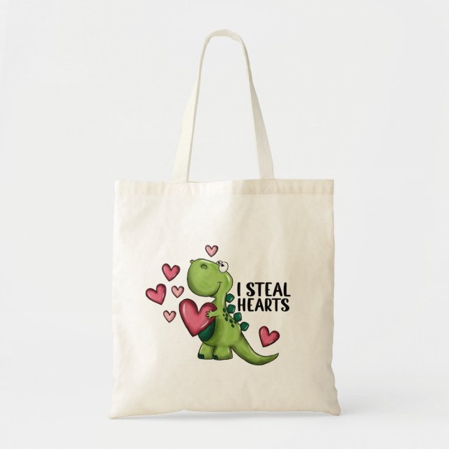 Bolsa de mano para el Día de San Valentín de dinos (Frente)