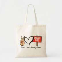 Bolsa de mano Peace, Love, Garage Sales