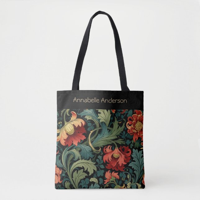 Bolsa de mano personalizable Flores Rojas William  (Anverso)