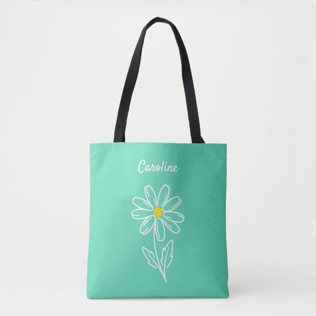 Bolsa de mano personalizada con flor de margarita  (Anverso)