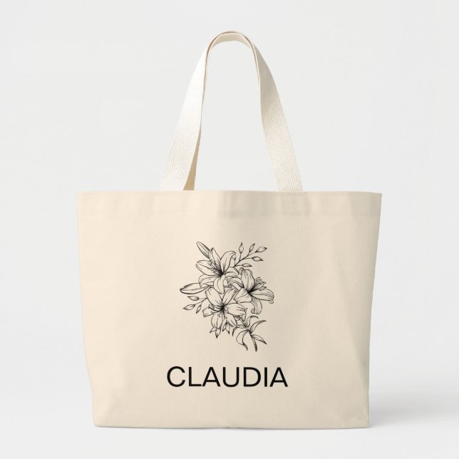 Bolsa de mano personalizada con la flor de nacimie (Frente)