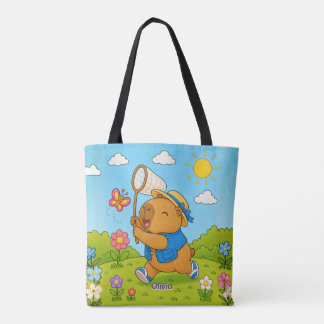 Bolsa de mano personalizada con nombre de capibara