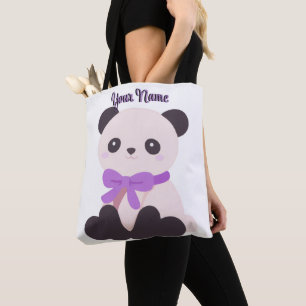 Bolsa de mano personalizada con panda sentado y la