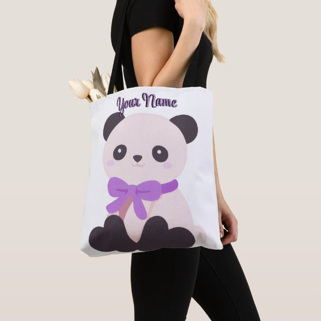 Bolsa de mano personalizada con panda sentado y la (Detalle)