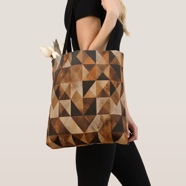 Bolsa de mano personalizada con patrón de madera g (Detalle)