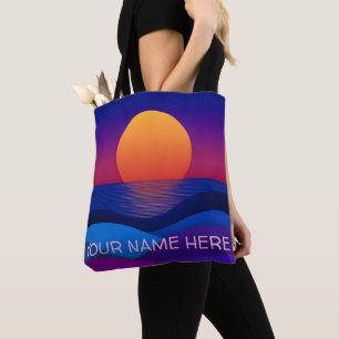 Bolsa de mano personalizada con puesta de sol retr