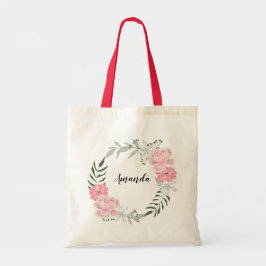 Bolsa de mano personalizada con ramo floral de acu