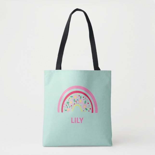 Bolsa de mano personalizada de arcoíris para niñas (Anverso)