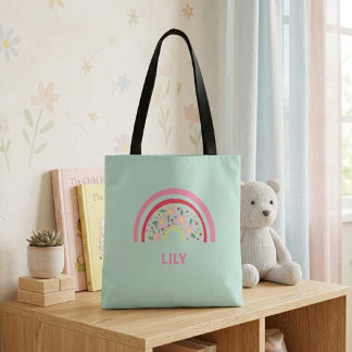 Bolsa de mano personalizada de arcoíris para niñas