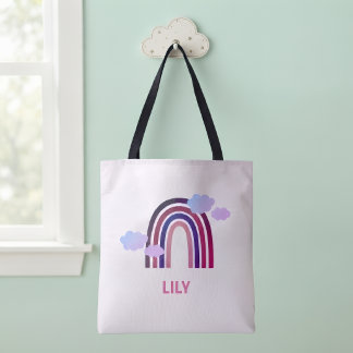 Bolsa de mano personalizada de arcoíris y nubes pa