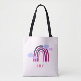 Bolsa de mano personalizada de arcoíris y nubes pa