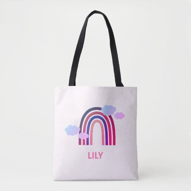 Bolsa de mano personalizada de arcoíris y nubes pa (Anverso)