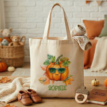 Bolsa de mano personalizada de calabaza de otoño p