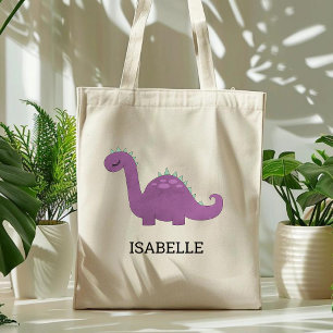 Bolsa de mano personalizada de dinosaurio morado l