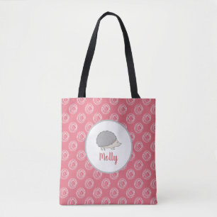 Bolsa de mano personalizada de erizo rosa alegre s