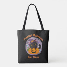 Bolsa de mano personalizada de Halloween con gato 